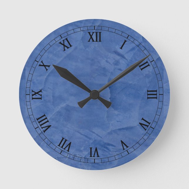Horloge Ronde Chiffres romains en faux fini bleu moyen (Recto)