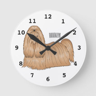 Horloge Ronde Chih tzu long cheveux dessin de chien