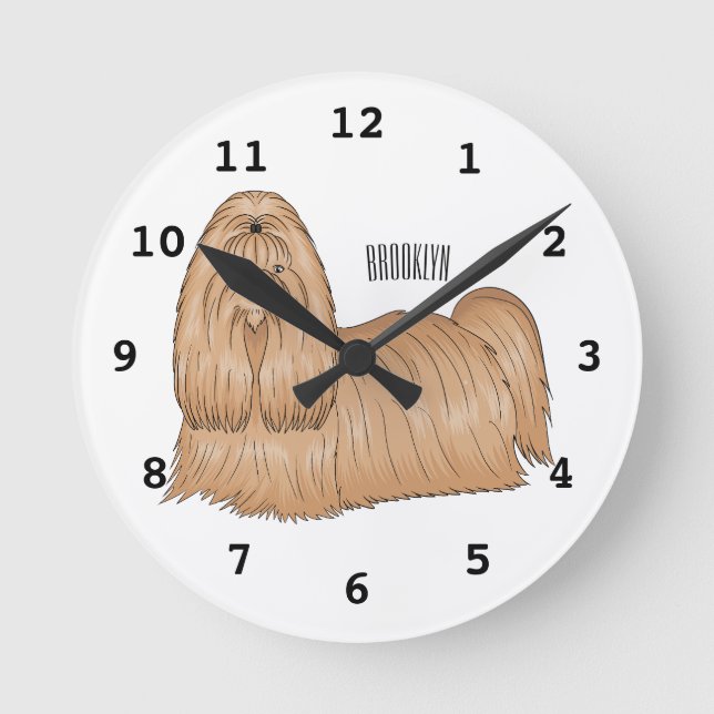 Horloge Ronde Chih tzu long cheveux dessin de chien (Recto)