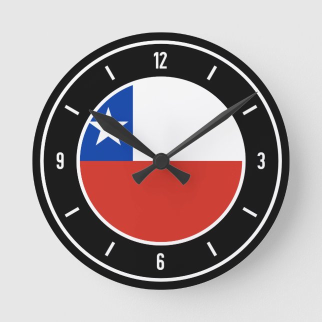 Horloge Ronde Chili Drapeau élégant (Recto)