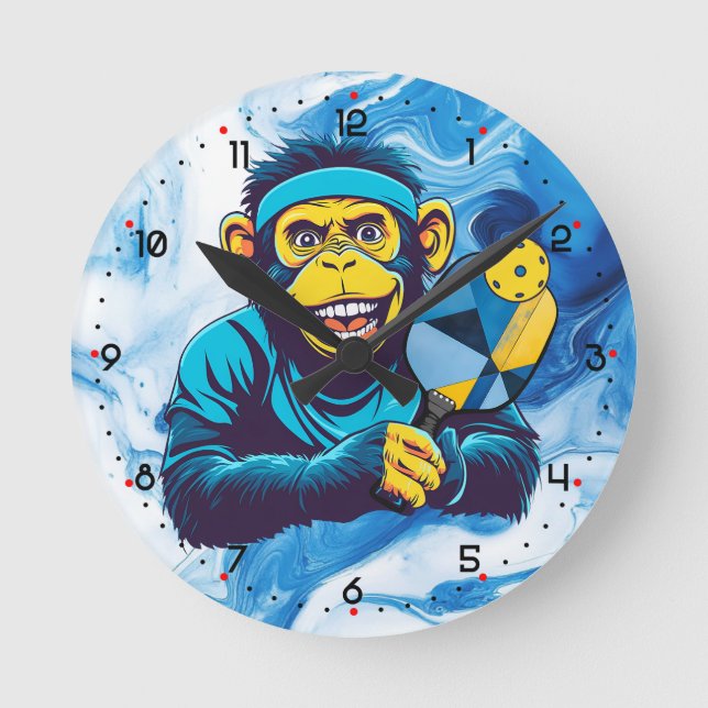 Horloge Ronde Chimpy Smash Pickleball  (Recto)