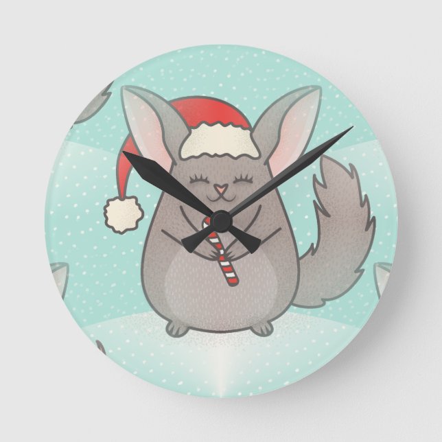 Horloge Ronde chinchillas de noël (Recto)