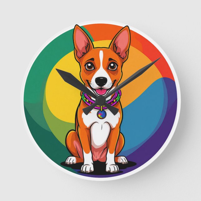 Horloge Ronde Chiot animé mignon avec collier (Recto)