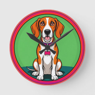 Horloge Ronde Chiot animé mignon avec collier