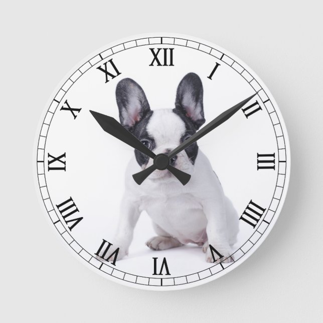 Horloge Ronde Chiot de bouledogue français (Recto)