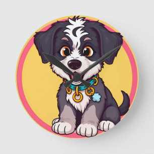 Horloge Ronde Chiot de dessin animé adorable