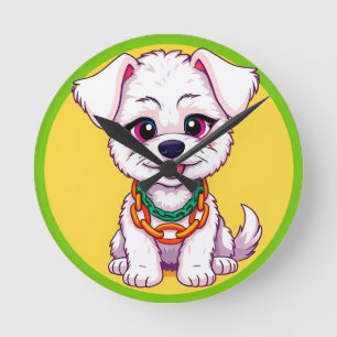 Horloge Ronde Chiot de dessin animé adorable