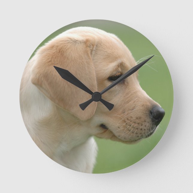 Horloge Ronde Chiot de repêcheur du labrador jaune (Recto)