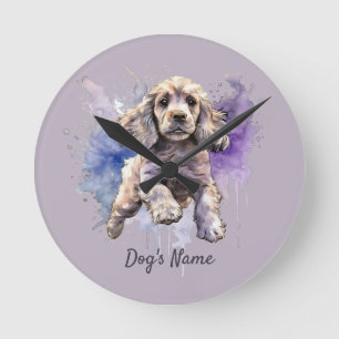 Horloge Ronde Chiot espagnol américain Cocker