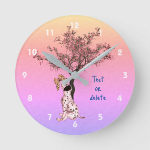 Horloge Ronde Chiot Et Papillon Dalmatiens Personnalisés