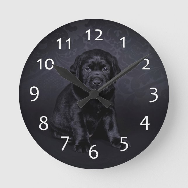 Horloge Ronde Chiot noir de Labrador (Recto)