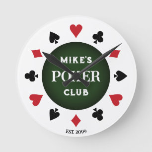 Horloge Ronde Chip de Poker Club Noir