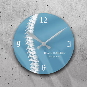 Horloge Ronde Chiropratique Chiropraticien Spine Therapist Blue