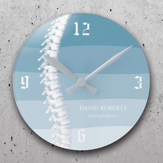 Horloge Ronde Chiropratique Chiropraticien Spine Therapist Blue (Créateur téléchargé)