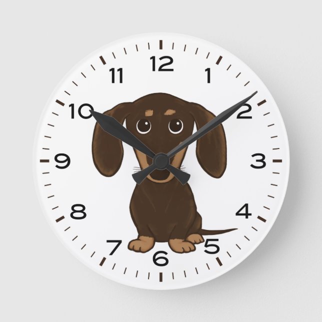 Horloge Ronde Chocolat Dachshund mignon chien Wiener (Recto)