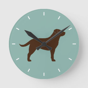 Horloge Ronde Chocolat Labrador Rétriever Silhouette