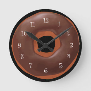 Horloge Ronde Chocolate Frosted Doughnut Funny Wall Clocks