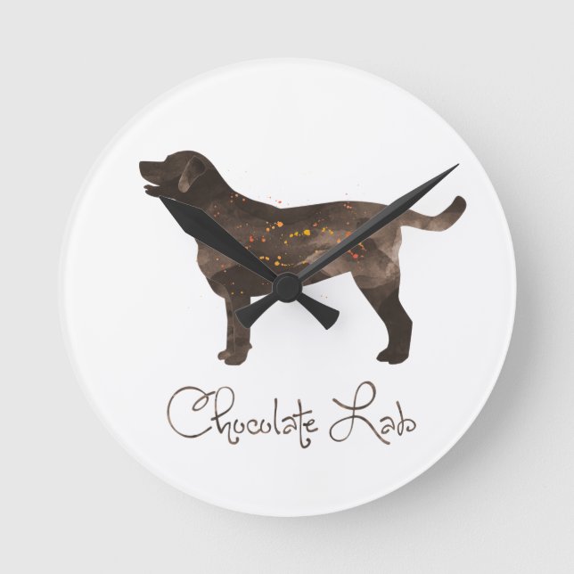 Horloge Ronde Chocolate Lab Watercolor Design (Recto)