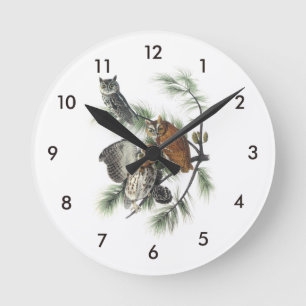 Horloge Ronde Chouette à cris de l'Est par Audubon