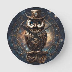 Horloge Ronde Chouette à vapeur