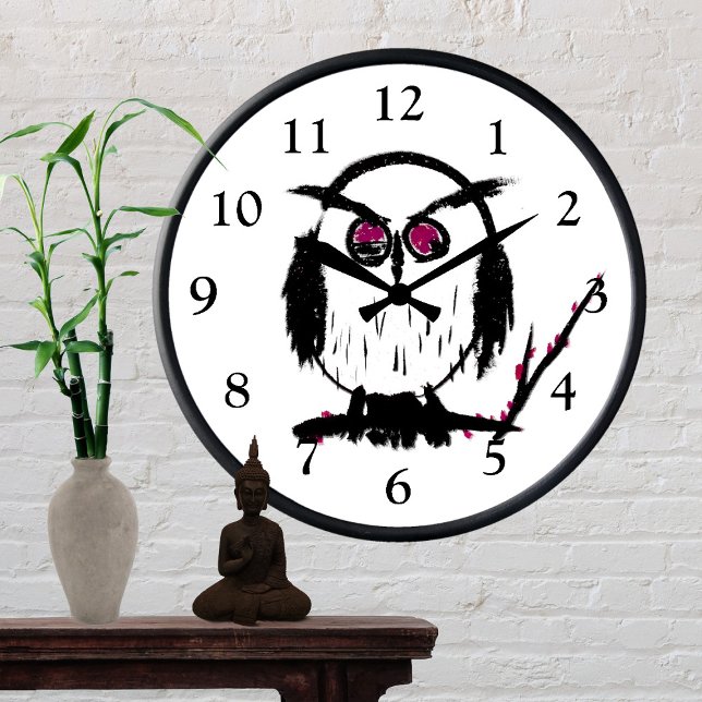 Horloge Ronde Chouette chinoise (Créateur téléchargé)