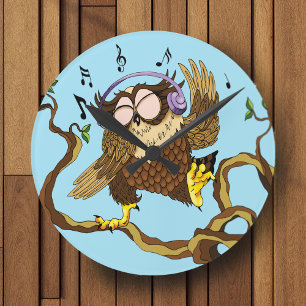 Horloge Ronde Chouette de musique
