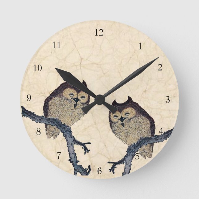 Horloge Ronde Chouette japonaise vintage (Recto)