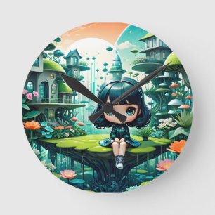 Horloge Ronde Chouette mignonne en Béanie colorée