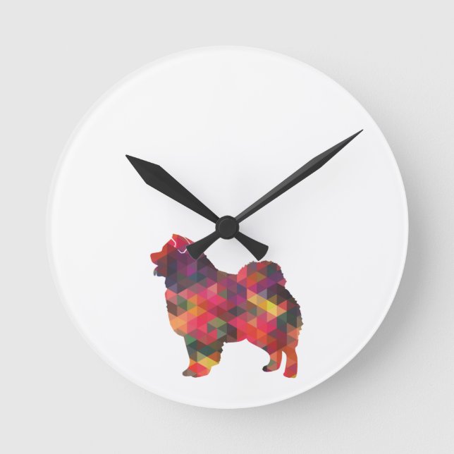 Horloge Ronde Chow Chow Chien Motif géométrique Silhouette Multi (Recto)
