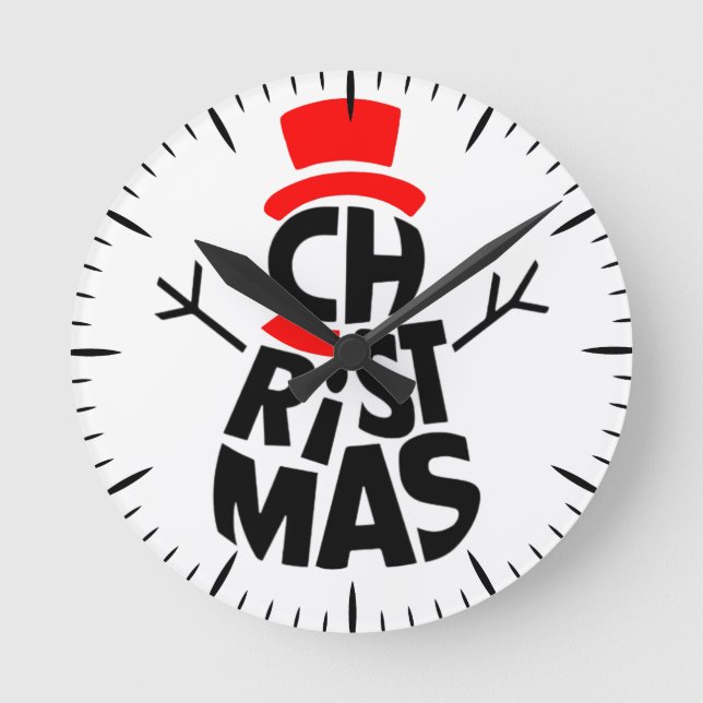 Horloge Ronde Christmas Snowman Word Art (Recto)