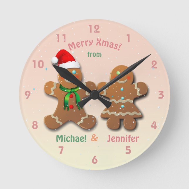 Horloge Ronde Christmassasy Gingerbread Homme et Dame Gingerbrea (Recto)