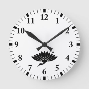 Horloge Ronde Chrysanthème en forme de grue
