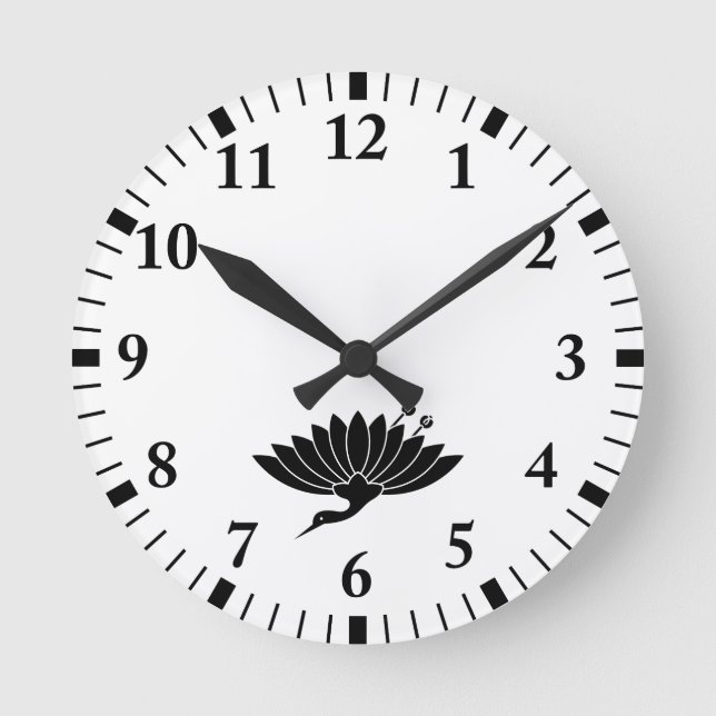 Horloge Ronde Chrysanthème en forme de grue (Recto)
