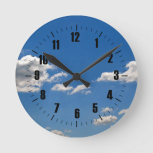Horloge Ronde Ciel bleu nuages blancs