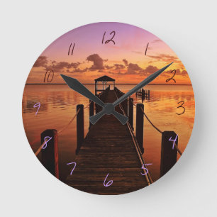 Horloge Ronde Ciel de coucher du soleil