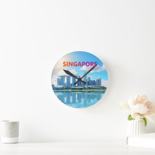 Horloge Ronde Ciel de Singapour ville rétro