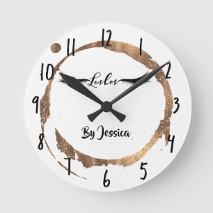 Horloge Ronde Cils Salon Bronze Glitter Or Tache Moderne Glamour