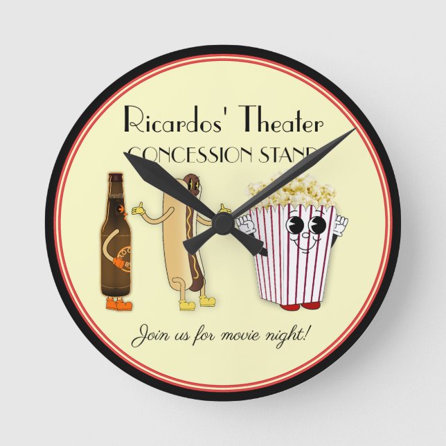 Horloge Ronde Cinéma Concession Stand Hotdog Popcorn (Recto)