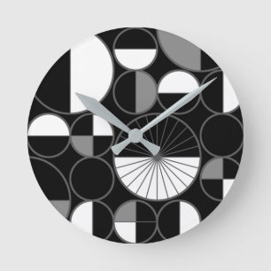 Horloge Ronde Circles Halves Black Gray