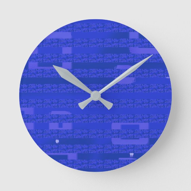 Horloge Ronde Circuit cool bleu géométrique (Recto)