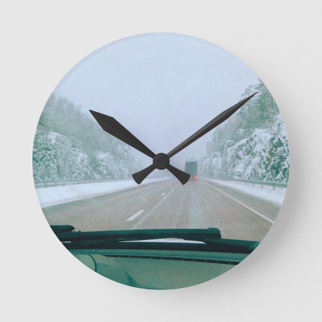 Horloge Ronde Circuit en Suède enneigée (Recto)