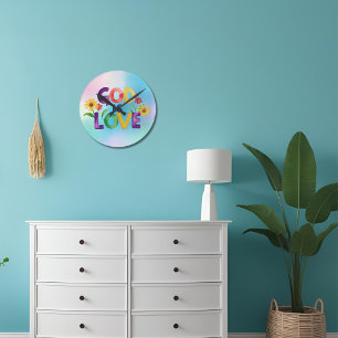 Horloge Ronde Citation de la Bible spirituelle Dieu est Amour Fl