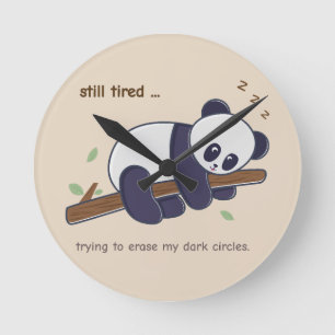 Horloge Ronde Citation de Panda Paresseux – Encore Fatigué & Cer