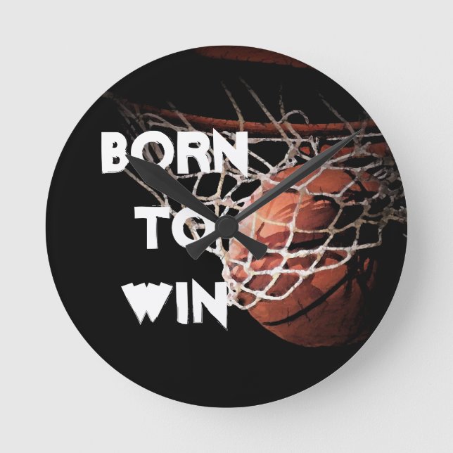 Horloge Ronde Citation motivationnelle disant Basketball né pour (Recto)