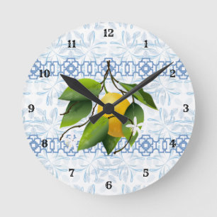 Horloge Ronde Citrons Fruit méditerranéen