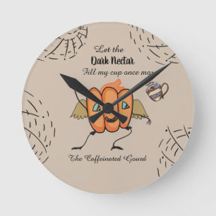 Horloge Ronde Citrouille d'Halloween avec des citations amusante