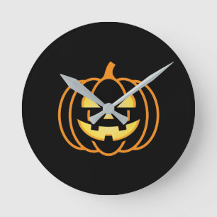 Horloge Ronde Citrouille d'Halloween classique Jack-O'-Lantern
