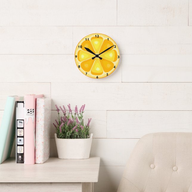 Horloge Ronde Citrus TROPICAL SUMMER FRUIT Orange citrons tranch (Salle de lecture)