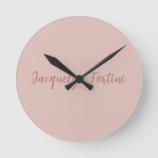 Horloge Ronde Clair Elegant Rose Gold Calligraphie Nom du script