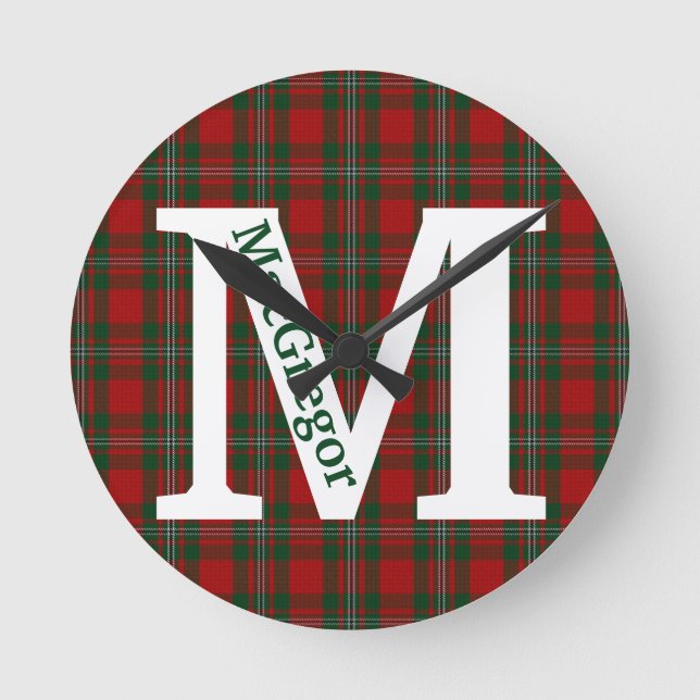 Horloge Ronde Clan MacGregor Tartan Plaid personnalisé (Recto)